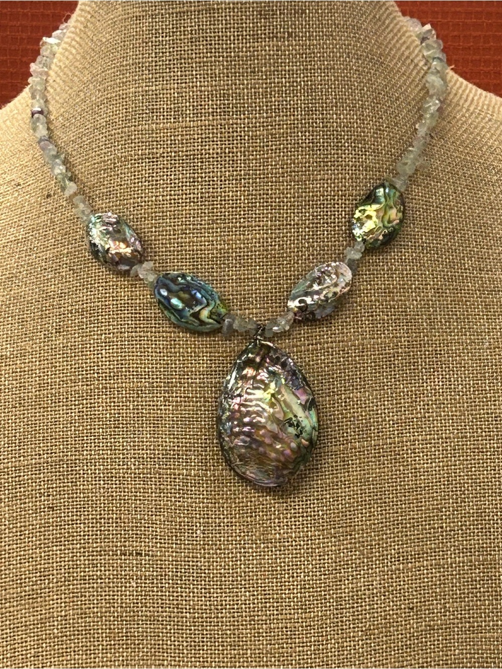 Paua Abalone and Flourite artisan necklace